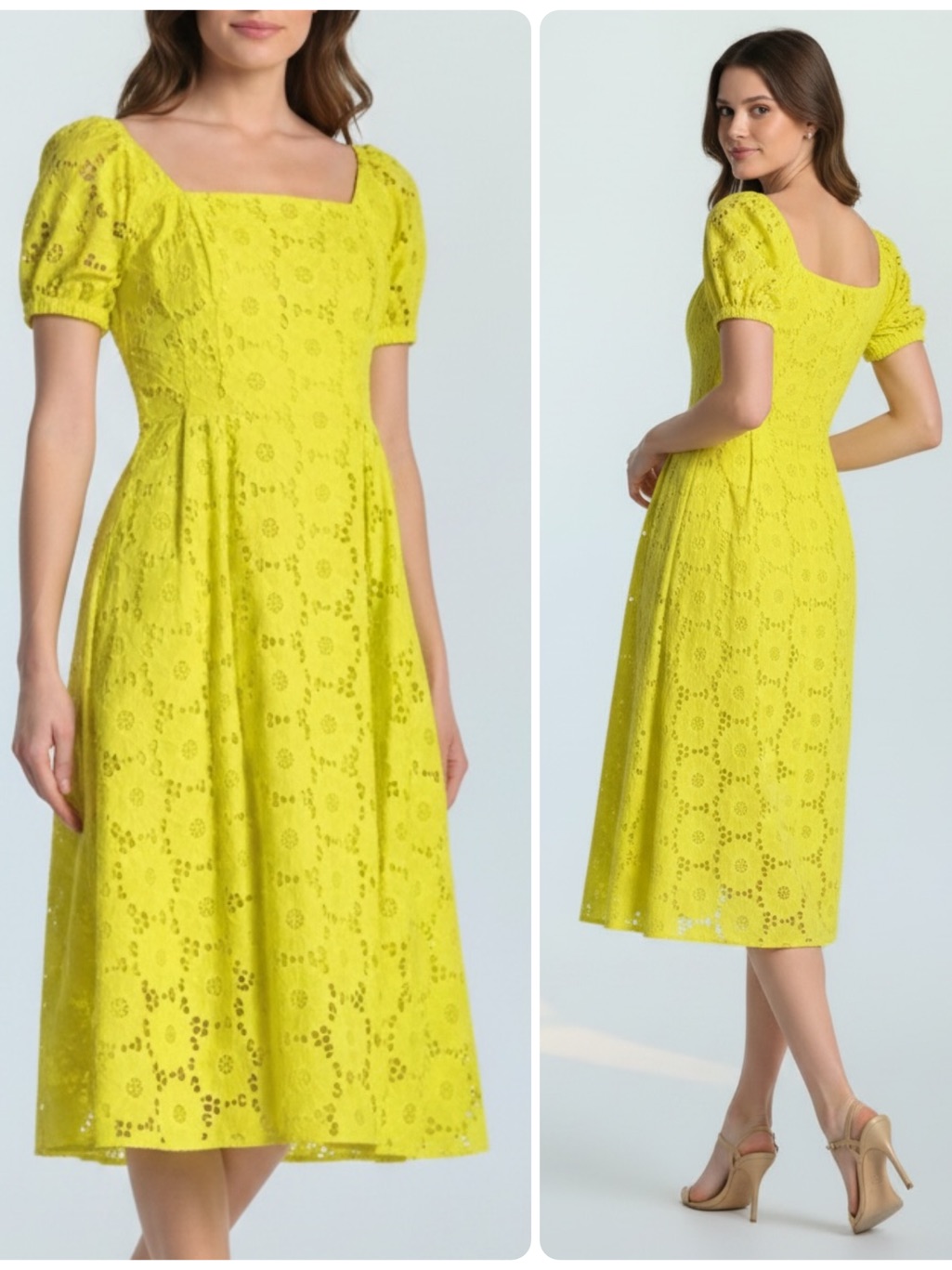 Diane Von Furstenberg Helena Sulphur Cotton Eyelet Lined Midi Dress Nwt $798